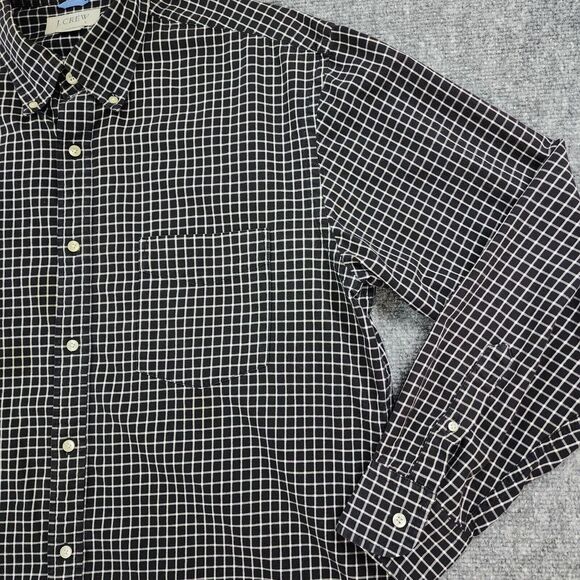J Crew Shirt Mens Large Black White Check Long Sleeve Casual Button Down Preppy - Picture 11 of 15